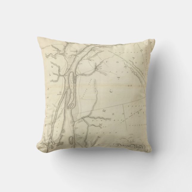 Cojín Decorativo Mapa del río Detroit (Anverso)