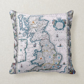 Cojín Decorativo Mapa del siglo XVII de Inglaterra