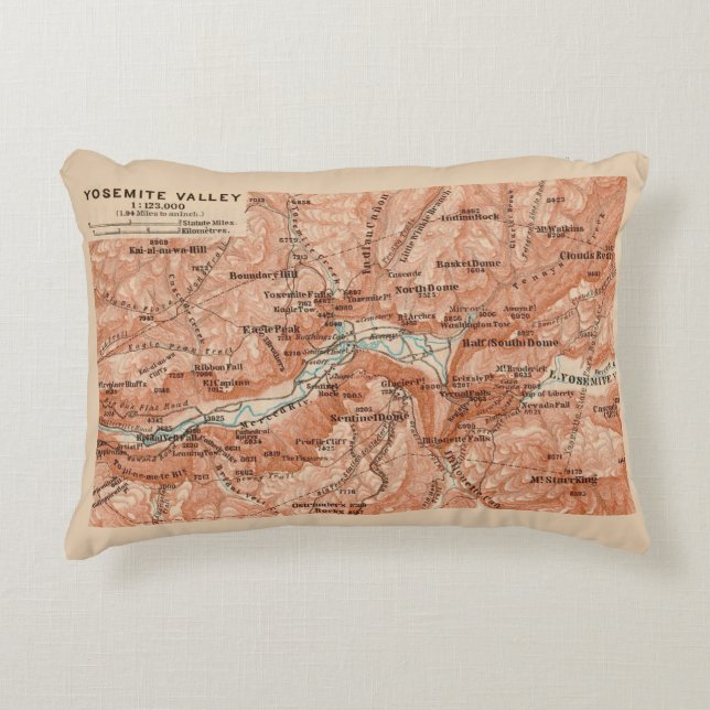 Cojín Decorativo  Mapa del Valle de Yosemite  (Anverso)