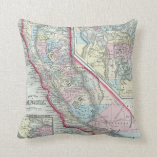 Cojín Decorativo Mapa del vintage de California (1860)