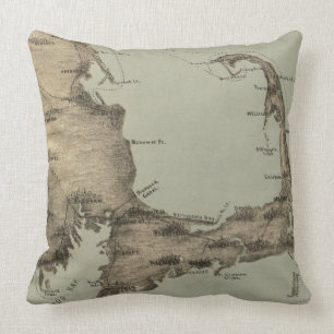 Cojín Decorativo Mapa del vintage de Cape Cod (1885)