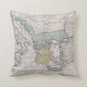 Cojín Decorativo Mapa del vintage de Grecia (1741)