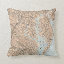 Cojín Decorativo Mapa del vintage de la bahía de Chesapeake (1861)