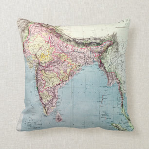 Cojín Decorativo Mapa del vintage de la India el   1877