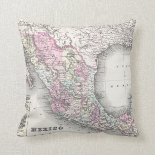 Cojín Decorativo Mapa del vintage de México (1855)