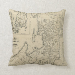 Cojín Decorativo Mapa del vintage de Newport Rhode Island (1901)