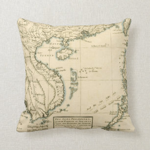 Cojín Decorativo Mapa del vintage del Océano Índico de la India e