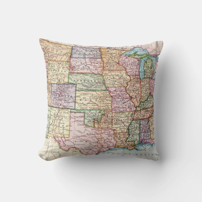 Cojín Decorativo Mapa: Estados Unidos, 1905 (Anverso)