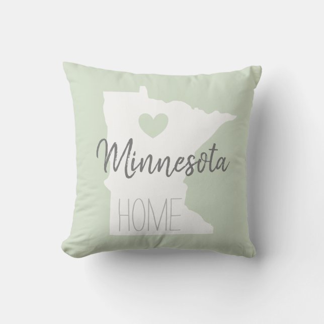 Cojín Decorativo Mapa estatal de Minnesota ama casa (Anverso)
