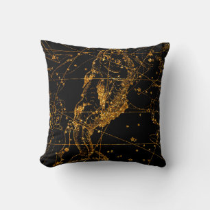 Cojín Decorativo Mapa Estelar Celeste Astrológico Dorado Piscis Pec