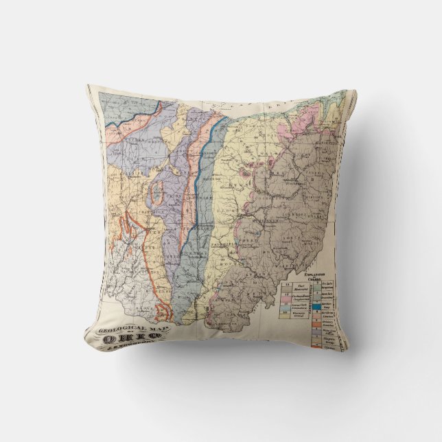 Cojín Decorativo Mapa geológico de Ohio (Anverso)