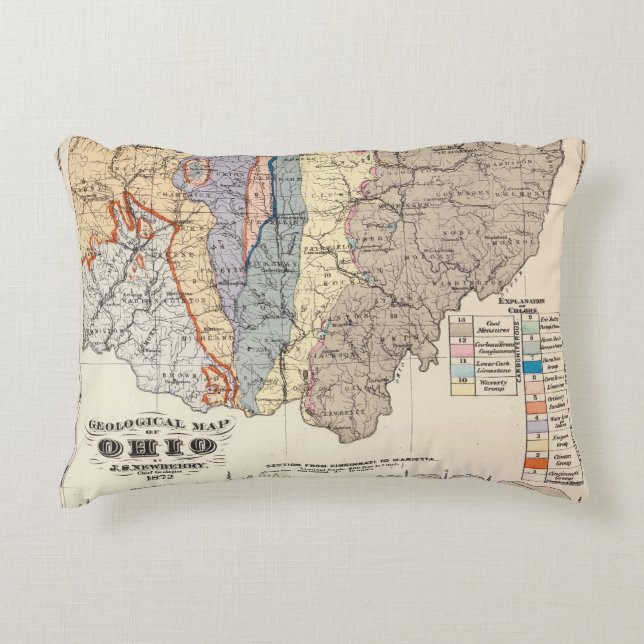 Cojín Decorativo Mapa geológico de Ohio (Anverso)