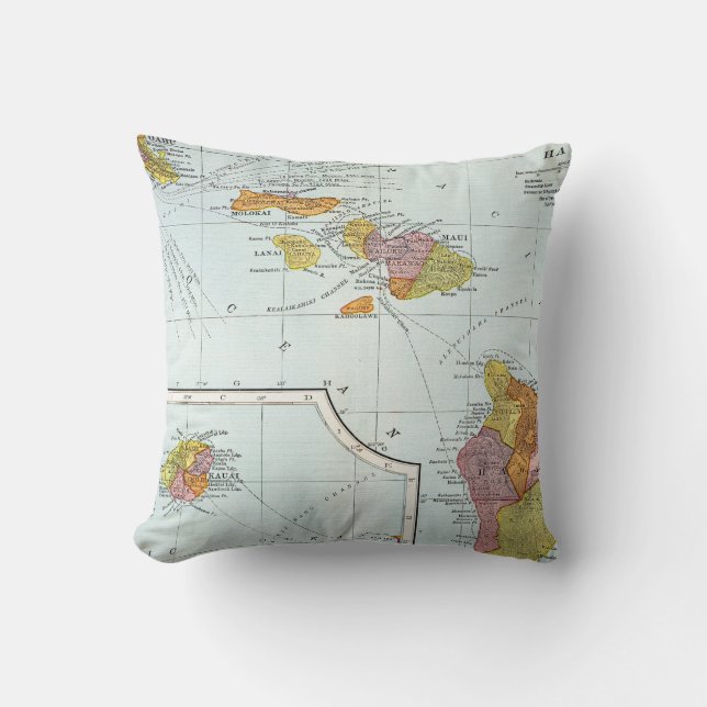Cojín Decorativo Mapa: Hawaii, 1905 (Anverso)