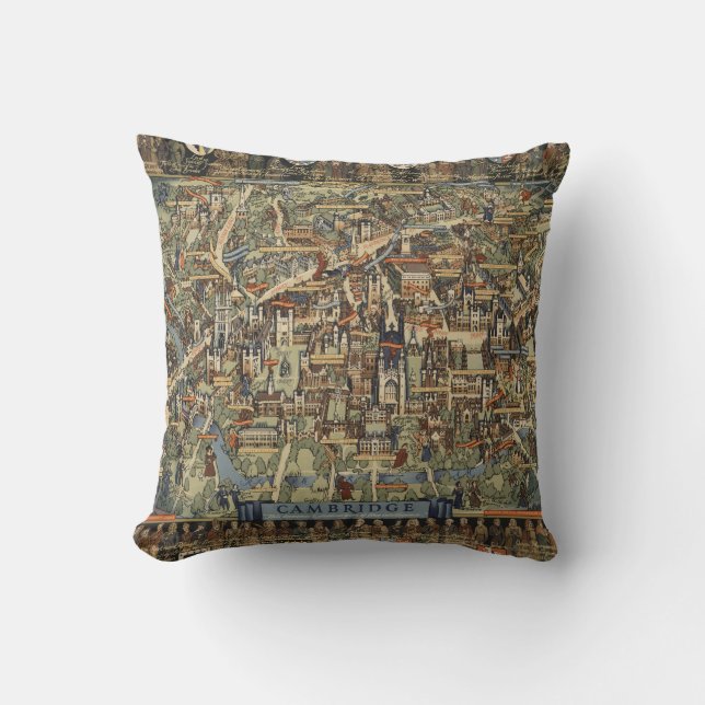 Cojín Decorativo Mapa ilustrado de Cambridge, Inglaterra (Anverso)