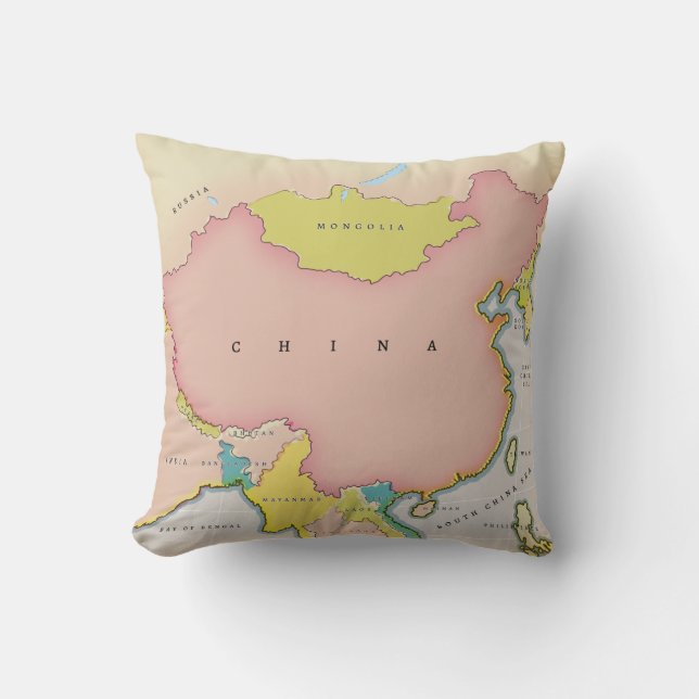 Cojín Decorativo Mapa ilustrado de China (Anverso)