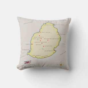 Cojín Decorativo Mapa ilustrado de Mauricio