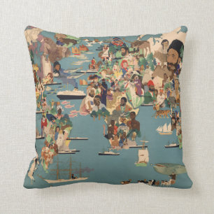 Cojín Decorativo Mapa ilustrado del mundo