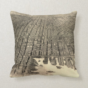 Cojín Decorativo Mapa ilustrado del vintage de Baltimore (1912)