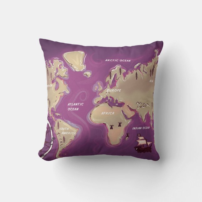 Cojín Decorativo Mapa Mundial (Anverso)