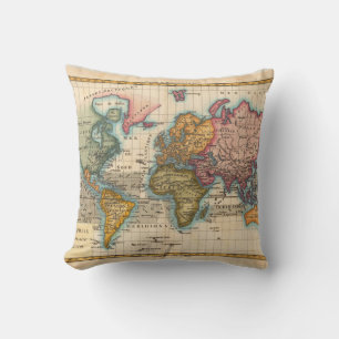 Cojín Decorativo Mapa Mundial 1780 Bonne Planisferio Antiguo