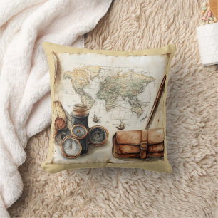 Cojín Decorativo Mapa Mundial Antiguo