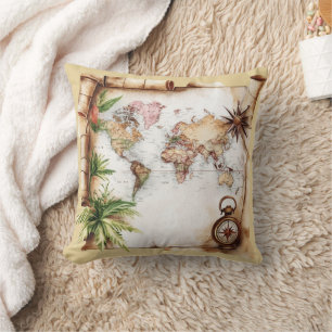 Cojín Decorativo Mapa Mundial Antiguo