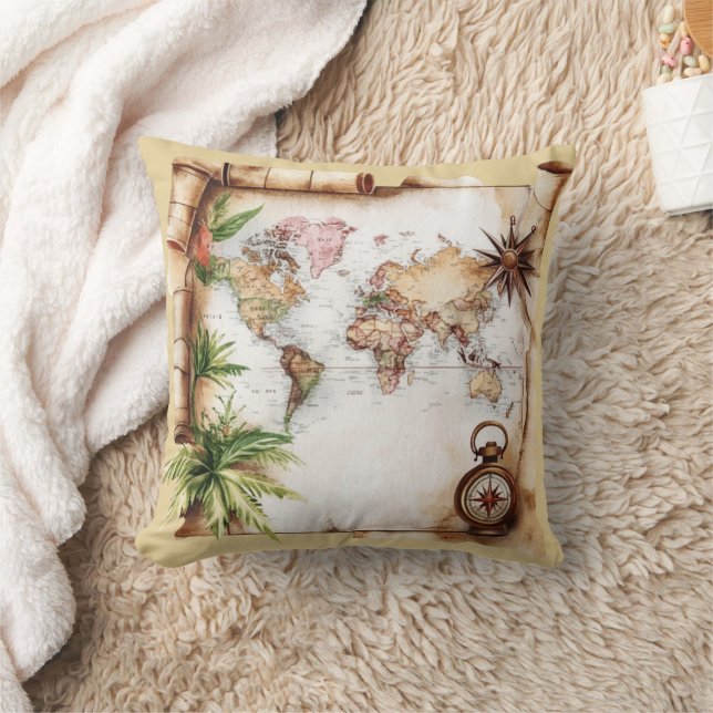 Cojín Decorativo Mapa Mundial Antiguo (Manta)