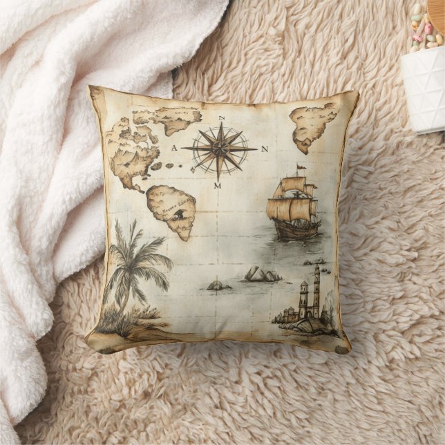 Cojín Decorativo Mapa Mundial Antiguo (Manta)