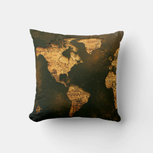 Cojín Decorativo Mapa Mundial Antiguo Arte de Cartografía Antigua