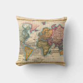 Cojín Decorativo Mapa mundial de los antiguos continentes de los añ