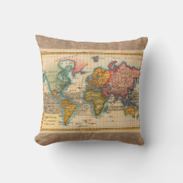 Cojín Decorativo Mapa mundial de los antiguos continentes de los añ