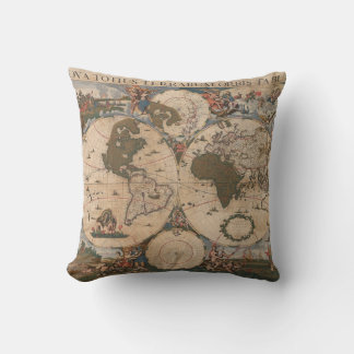 Cojín Decorativo Mapa Mundial del Siglo XVII