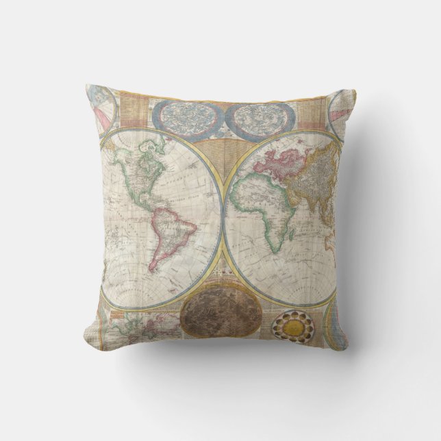 Cojín Decorativo MAPA MUNDIAL Vintage (Anverso)