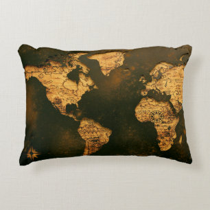 Cojín Decorativo Mapa Mundial Vintage Arte de Cartografía Antigua