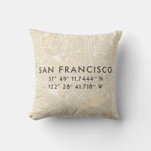 Cojín Decorativo Mapa personalizado de San Francisco   Beige