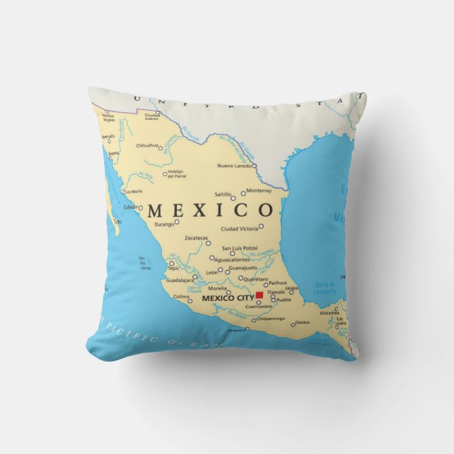 Cojín Decorativo Mapa político de México (Anverso)