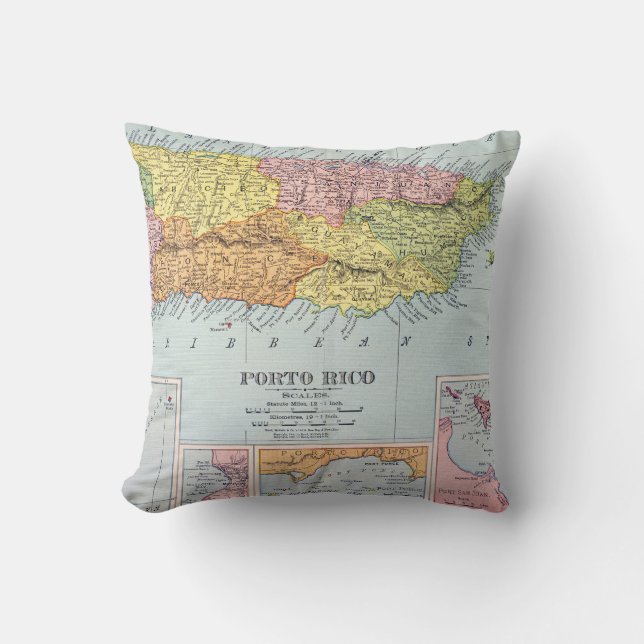 COJÍN DECORATIVO MAPA: PUERTO RICO, 1900 (Anverso)