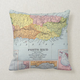 COJÍN DECORATIVO MAPA: PUERTO RICO, 1900