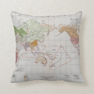 Cojín Decorativo Mapa que muestra las idiomas del mundo