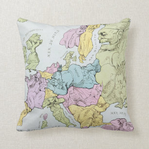 Cojín Decorativo Mapa satírico de Europa el 1871