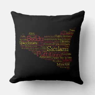 Cojín Decorativo Mapa siciliano de arte de palabra