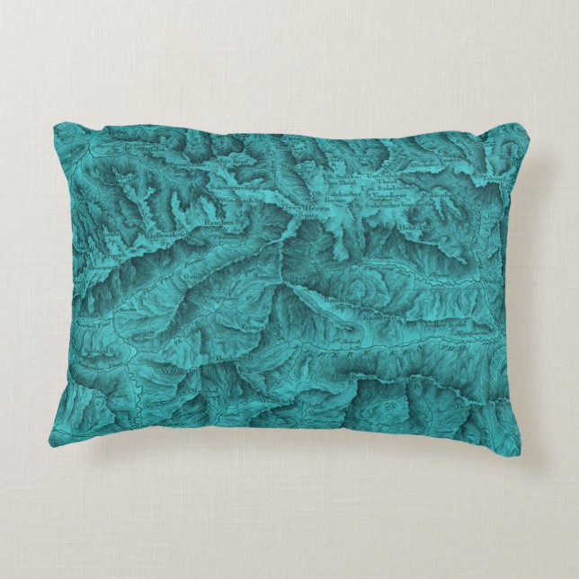 Cojín Decorativo Mapa topográfico de montaña azul (Reverso)