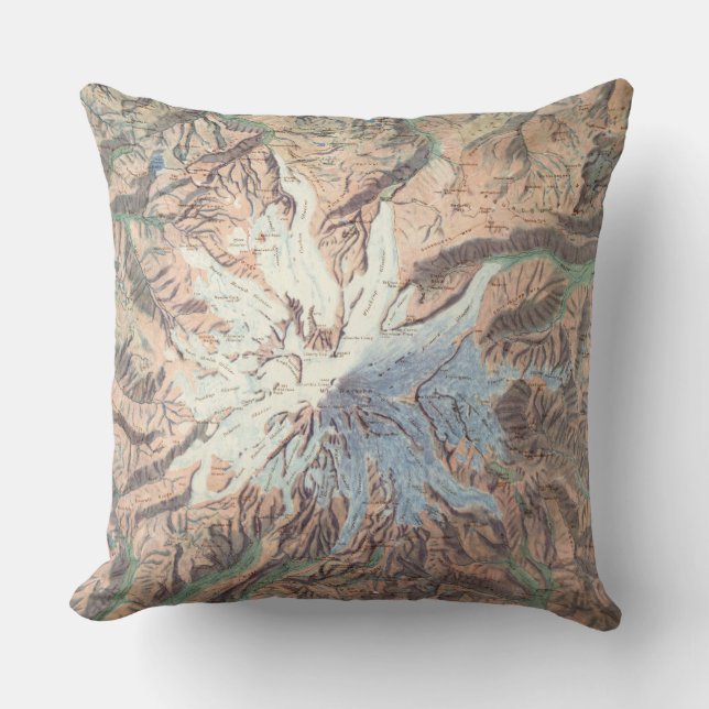 Cojín Decorativo Mapa topográfico Washington del Monte Rainier del (Anverso)