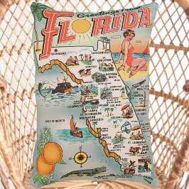 Cojín Decorativo Mapa vintage de Florida kitschy Greetings