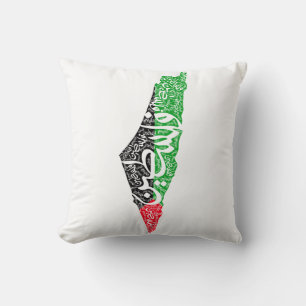 Cojín Decorativo Mapa y bandera de Palestina libre ف ن س ط