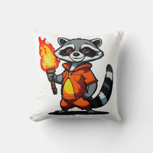 Cojín Decorativo Mapache con antorcha