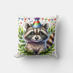 Cojín Decorativo Mapache de cumpleaños para niños, fiesta de cumple
