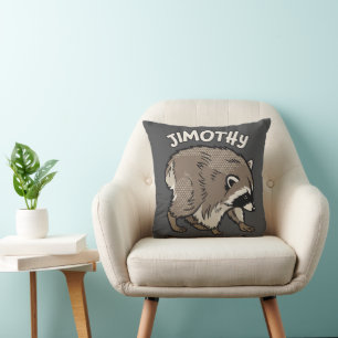 Cojín Decorativo Mapache de estilo cómico Jimothy Animal