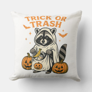 Cojín Decorativo Mapache Divertido Treta o Basura Halloween