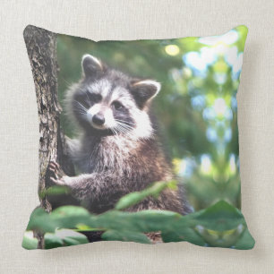 Cojín Decorativo Mapache hermoso en la selva